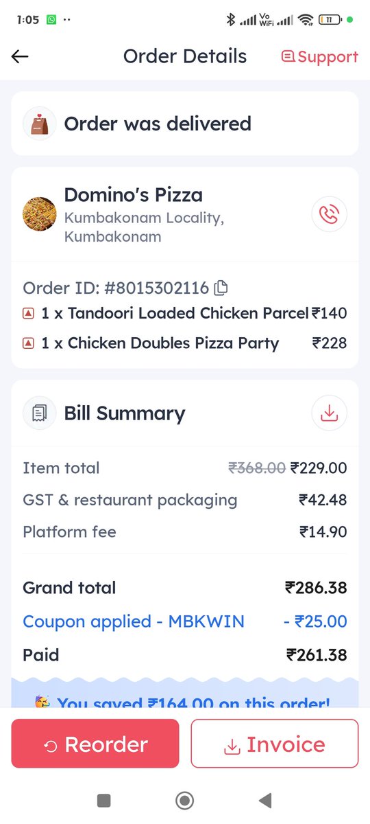 maddy_md_ali's tweet photo. Hey Zomato &amp; Domino's Pizza,
Ordered at 11:10 PM with 30–40 mins ETA, but delivery attempted only at 12:45 AM. Due to this delay, order not received.
Requesting refund. ! @zomatocare @zomato @dominos @dominos_india @MrBeastMarathi kumbakonam https://t.co/T6jFhzXoUV