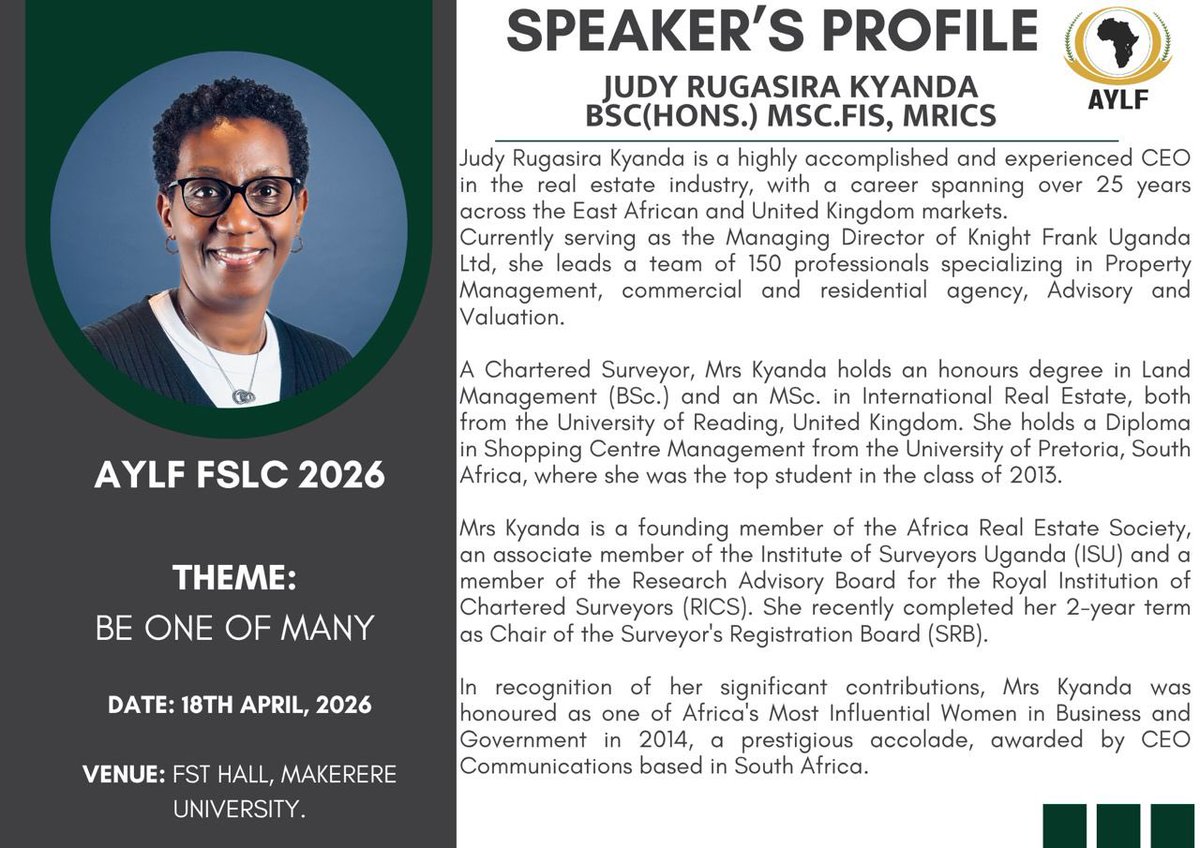 aylf_ug's tweet photo. “Be One of The Many”  AYLF Annual Female Student Leaders Conference 2026
#FSLC26 #leadership #studentleadership #aylf https://t.co/NH7peubPSx