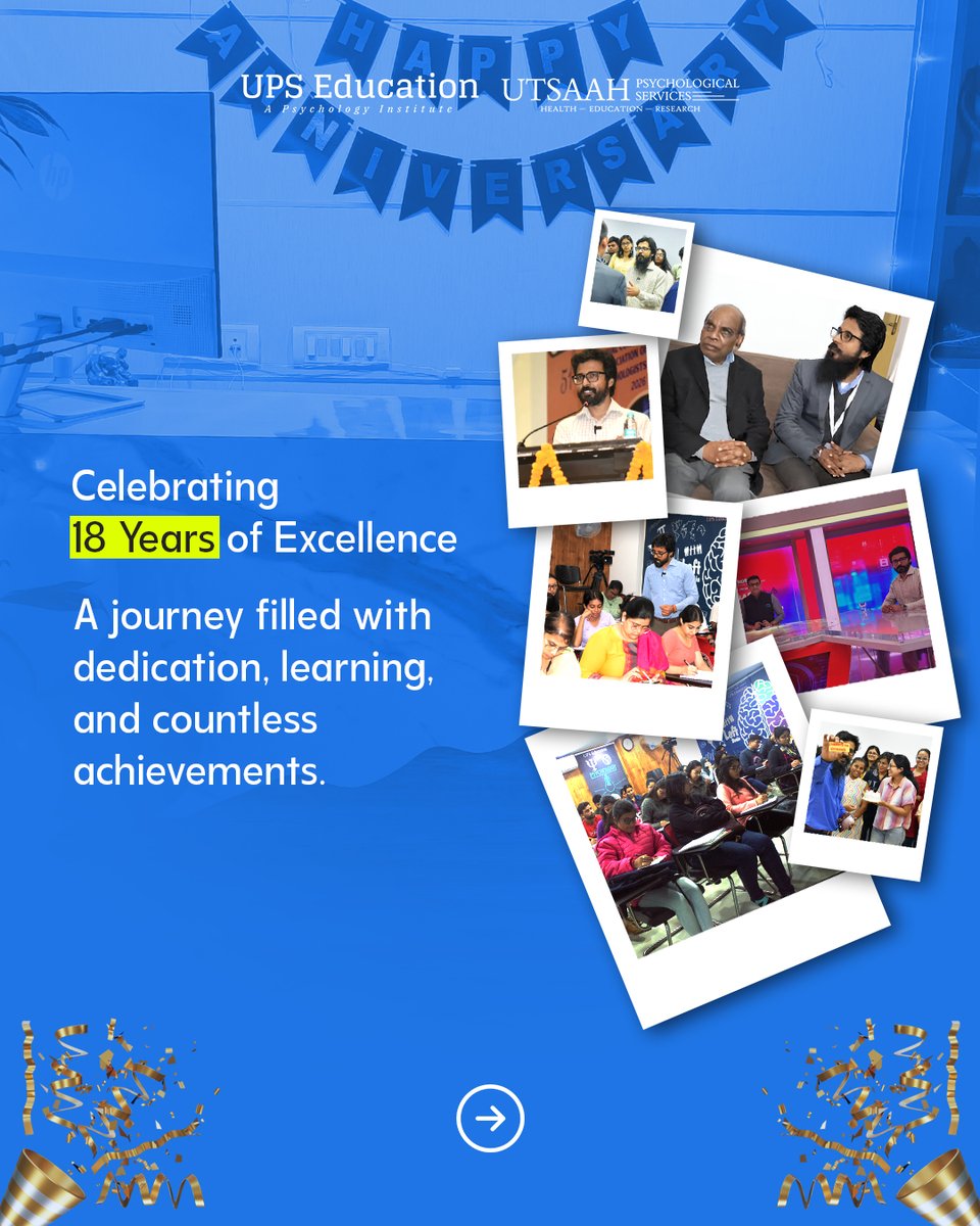 upseducation's tweet photo. ✨ 18 years of UPS Education is not just our story, it’s built on the trust and dedication of every student who has been part of this journey.

@utsaah_psy @arvindotta @psychologs #UPSEducation #18thAnniversary #Psychology #PsychologyEntrance #Celebration https://t.co/SYQB5GvcQz