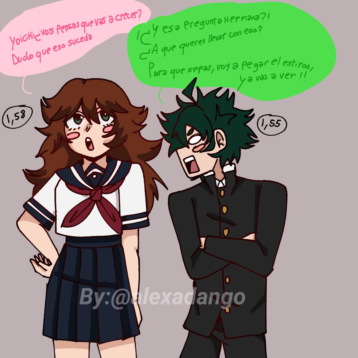 alexa_dango's tweet image. Los hijos de Izuk &amp;amp; Ochako 💚🩷✨
#izuocha #ship #au #bnha