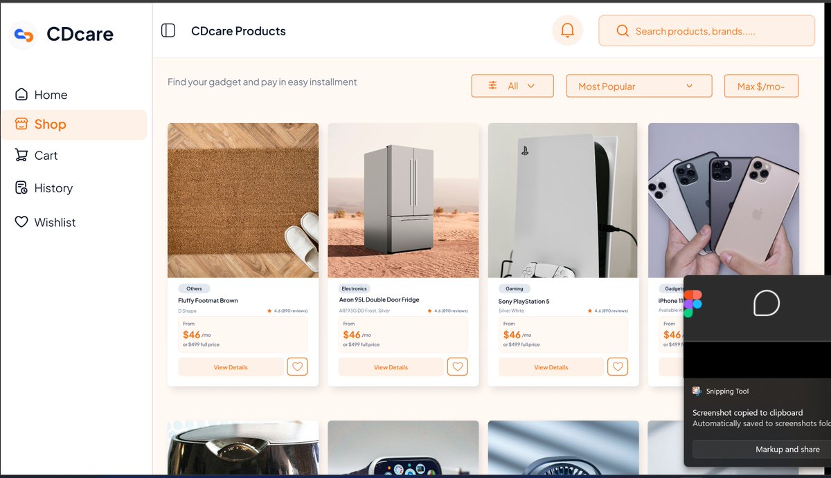 UIUX_imagesby64's tweet image. Redesigned the CDCare web app to make installment payments clearer, simpler, and more trustworthy.Focused on fixing navigation, improving product discovery, and making financial decisions easy to understand.This is product thinking, not just UI.#UXDesign #ProductDesign #HNG