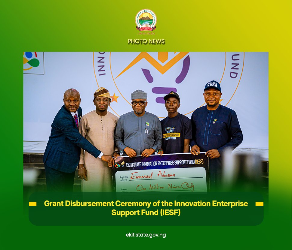 ekitistategov's tweet photo. Big things start with giving grants.

Yesterday, Lady Jibowu Hall, bold dreams are turning into funded realities as the Innovation Enterprise Support Fund (IESF) empowers the next generation of Nigerian entrepreneurs.

From visionary ideas to scalable impact, the future of innovation in Nigeria is getting the fuel it deserves.

https://t.co/CbFUGy0pck