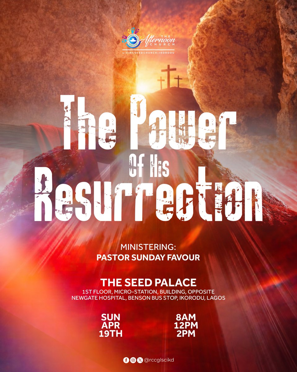 rccglscikd's tweet photo. This Sunday, we’re not just talking about resurrection; we’re encountering its power. 🔥 

This is your invitation. Join us for a powerful experience.

#RCCGLSCIkd #TheChurch #Power #Resurrection https://t.co/m453dOzw1Z