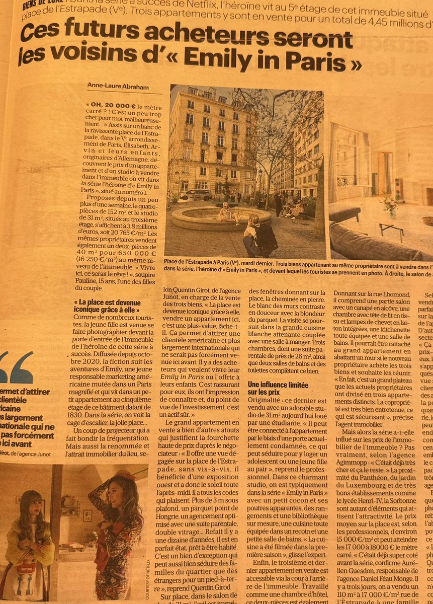 FanchonNorbert's tweet image. Samedi matin à Paris... quiveut être le voisin de #EmilyInParis ?

Direction la place de l'Estrapade, là où Emily Cooper vit ses aventures @netflix 
Selon @le_Parisien , trois appartements dans le même immeuble iconique sont en vente pour 4,45 millions € !
#immobilier @ddenuit