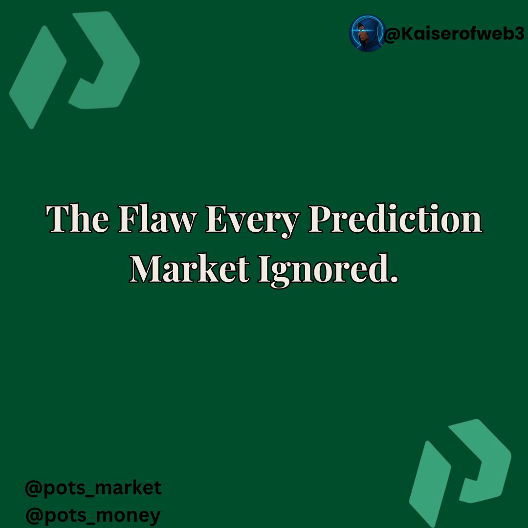 Kaiserofweb3's tweet photo. Every financial revolution in history started the same way.
someone looked at a broken system, understood exactly why it was broken, and built the replacement before anyone else believed it was necessary.

POTS is doing that right now. in public. and most people are still asleep on it.

Prediction markets are the most honest financial instrument ever invented.
no analysts with agendas. no institutions managing the narrative. just collective intelligence pricing what actually happens in the world.

When a market of thousands of independent participants puts money behind an outcome, the aggregate is almost always smarter than any single expert opinion.
that is not a niche use case. that is the future of how the world processes information.

But every prediction market that came before POTS had the same quiet flaw.
the capital was a visitor.
it showed up for the event, resolved its position, and left. the protocol never owned the liquidity. it just borrowed it temporarily and watched it walk out the door the moment the outcome settled.

Build on that foundation long enough and you realize you are not running a protocol. you are running a waiting room.

This is the structural ceiling that has quietly killed every serious attempt at scaling prediction markets.
liquidity that is episodic cannot support a growing ecosystem.

You cannot build deep markets, attract serious participants, or sustain meaningful volume when your capital base resets after every event cycle.
the problem was never user experience or oracle design. those are solvable engineering problems.

the problem was that nobody had answered the deeper question: how do you make liquidity permanent?

POTS changed the question entirely.
not "how do we attract liquidity?" but "how do we make liquidity want to stay?

That distinction sounds small. it is not. it is the difference between a platform and an economy.

@pots_money   is the answer. it is not a wallet feature or a secondary product. it is a dedicated yield layer that holds capital within the ecosystem, generates returns on idle funds, and feeds that capital continuously back into active prediction markets.
the liquidity stops being a visitor and becomes a resident.

This is what the dual-engine model actually means when you take it apart.

@pots_market  is the demand engine. it is where users come to take positions, express conviction, and participate in outcome-based markets across any category worth predicting on.

@pots_money  is the supply engine. it is where capital lives between market cycles, earning yield, staying warm, and remaining ready to be deployed the moment new markets open

one engine creates the activity. the other sustains the fuel.

When both engines are running in sync, something structurally significant happens.

every new prediction market that opens draws from a liquidity pool that was never drained by the last one. every resolved event releases capital back into the system rather than out of it.

 Every participant who earns yield through POTS Money has a direct incentive to stay within the ecosystem rather than bridge out to find returns elsewhere.
the protocol stops depending on external capital cycles. it starts generating its own gravity.
that is a closed loop. and closed loops compound.

Zoom out and look at where we are in the broader arc.
DeFi's first generation gave us lending, borrowing, and automated market making. the second generation is giving us something more sophisticated: protocols that model real world belief, conviction, and information asymmetry onchain.

Prediction markets are the purest expression of that shift.
and the protocol that solves the liquidity permanence problem does not just win a niche. it becomes the foundational layer that every serious prediction use case eventually builds on top of.

Onchain prediction markets will be as routine as spot trading within five years.
the infrastructure being laid right now determines who leads that era.

POTS is not playing catch-up. it is not iterating on what Polymarket built. it is answering the question Polymarket left open.
the road is being built. the destination is not a product. it is a new financial primitive.

follow @pots_market and @pots_money if you want to watch this unfold in real time.