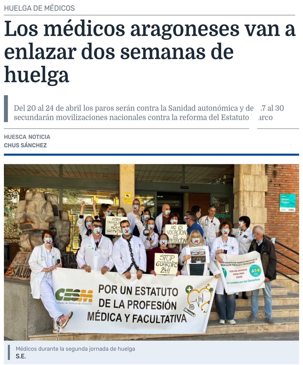 La falta de respuesta de la DGA a las demandas de los sanitarios para mejorar sus condiciones laborales y la calidad en la atención a los ciudadanos, y pidiendo que la Consejería de Sanidad les oiga “alto y claro en asuntos de su exclusiva competencia …
diariodelaltoaragon.es/noticias/huesc…