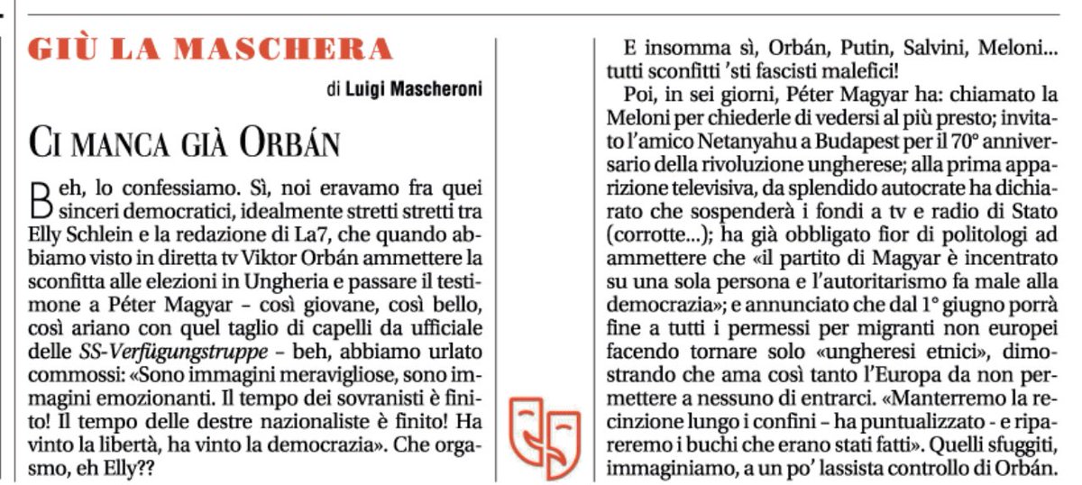 Sì sì, Magyar… va bene. Ma a noi sinceri democratici manca già Orbán…