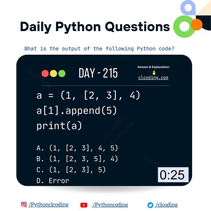 MuhammadAb92741's tweet image. Looks simple, right?
That’s what every coder said before getting it wrong 😏
What’s your answer? 👇🔥

#python #coding #programming #codinglife #developers #pythonquiz #codingquiz #codingchallenge #100DaysOfCode