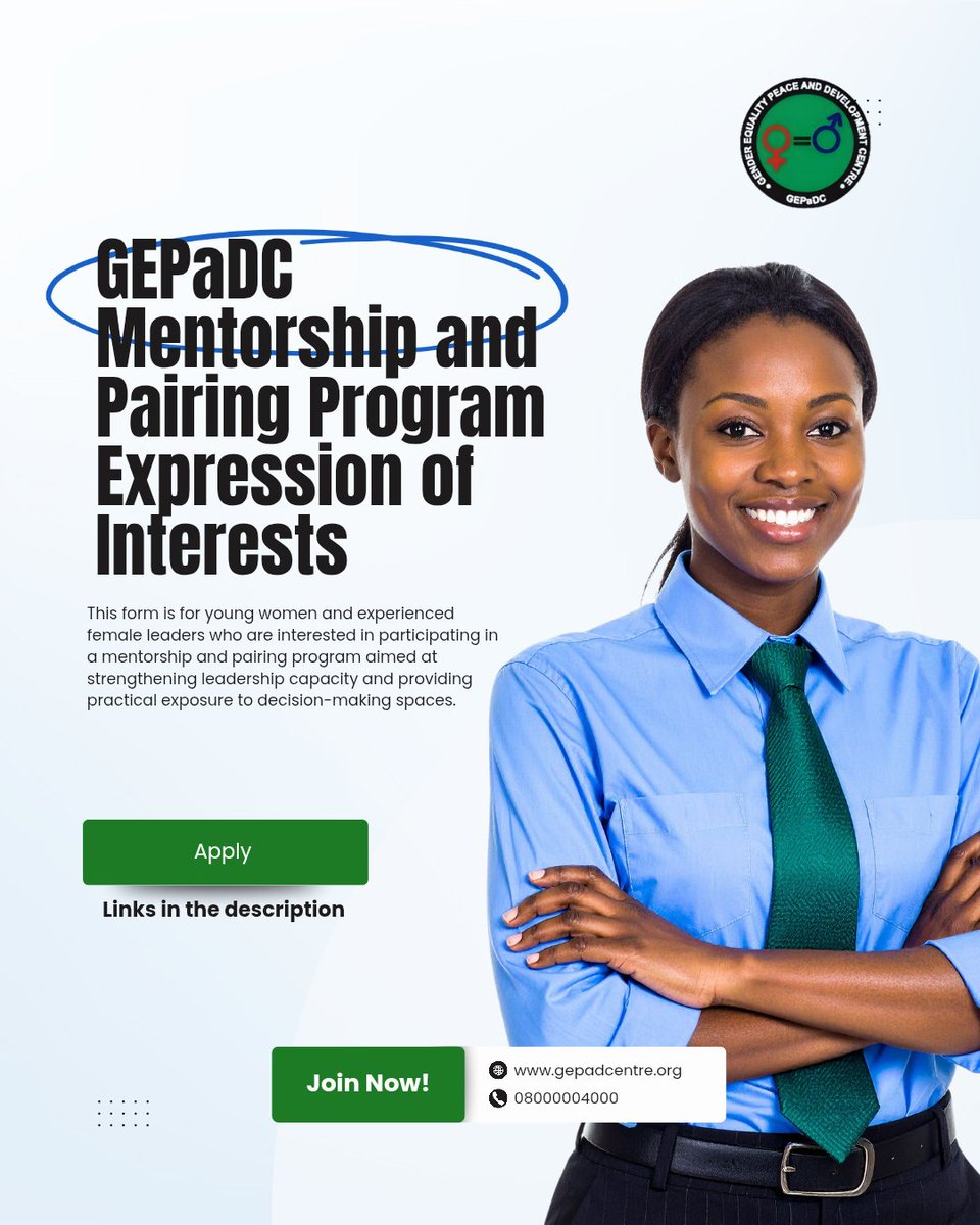 GEPaDC's tweet photo. For Mentors: https://t.co/7yLPqOjBsB

For Mentees: https://t.co/hE0URoB2Zp

Kindly complete this form to express your interest in participating in the program as either a mentor or a mentee https://t.co/MeGjEinyE6