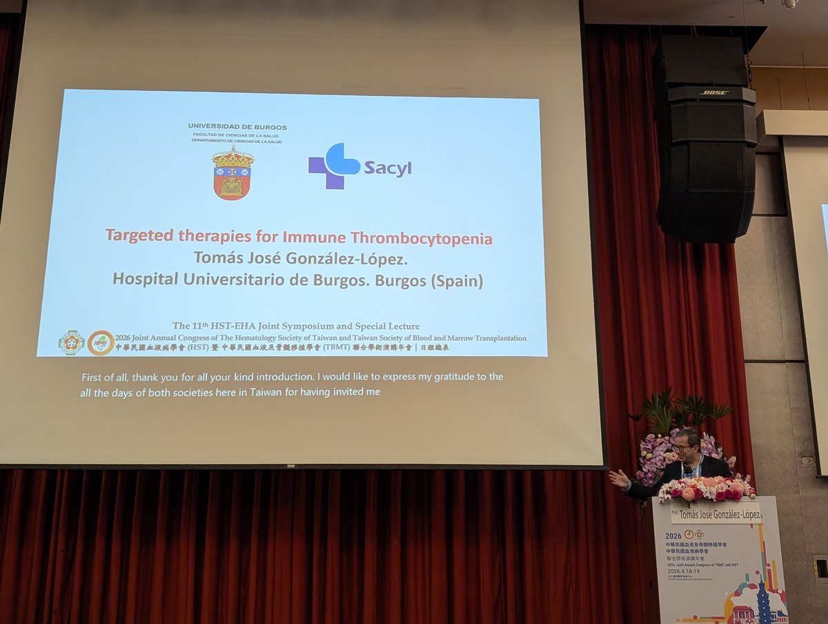Wang_Yu_Hung's tweet image. Professor Tomás José González-López lecturing Targeted therapies for Immune Thrombocytopenia in 2026 #HST-EHA joint symposium. 
@EHA_Hematology 
#HematologySocietyTaiwan