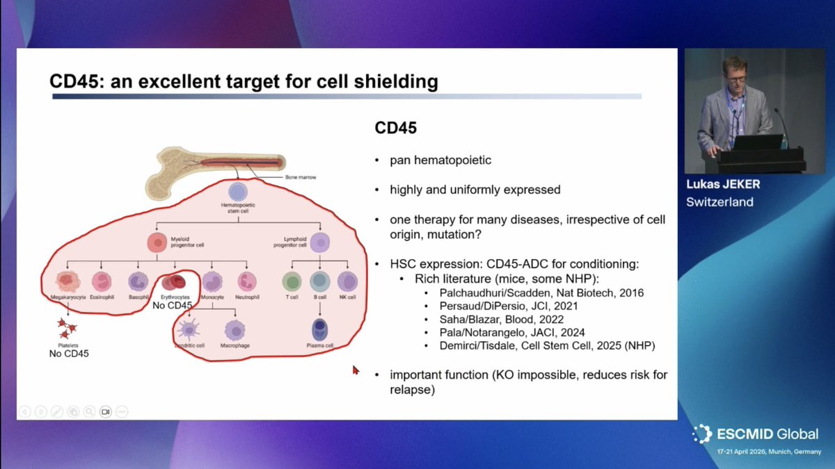 HematoRules's tweet image. #ESCMID26 Lukas Jeker @UniBasel_en amazing presentation using CD45 modified cells to treat Hematological malignancies and potentially infectious diseases someday! 
#HSCT #HematoInfecto