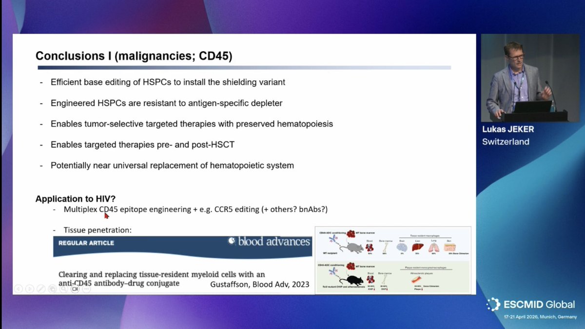 HematoRules's tweet image. #ESCMID26 Lukas Jeker @UniBasel_en amazing presentation using CD45 modified cells to treat Hematological malignancies and potentially infectious diseases someday! 
#HSCT #HematoInfecto
