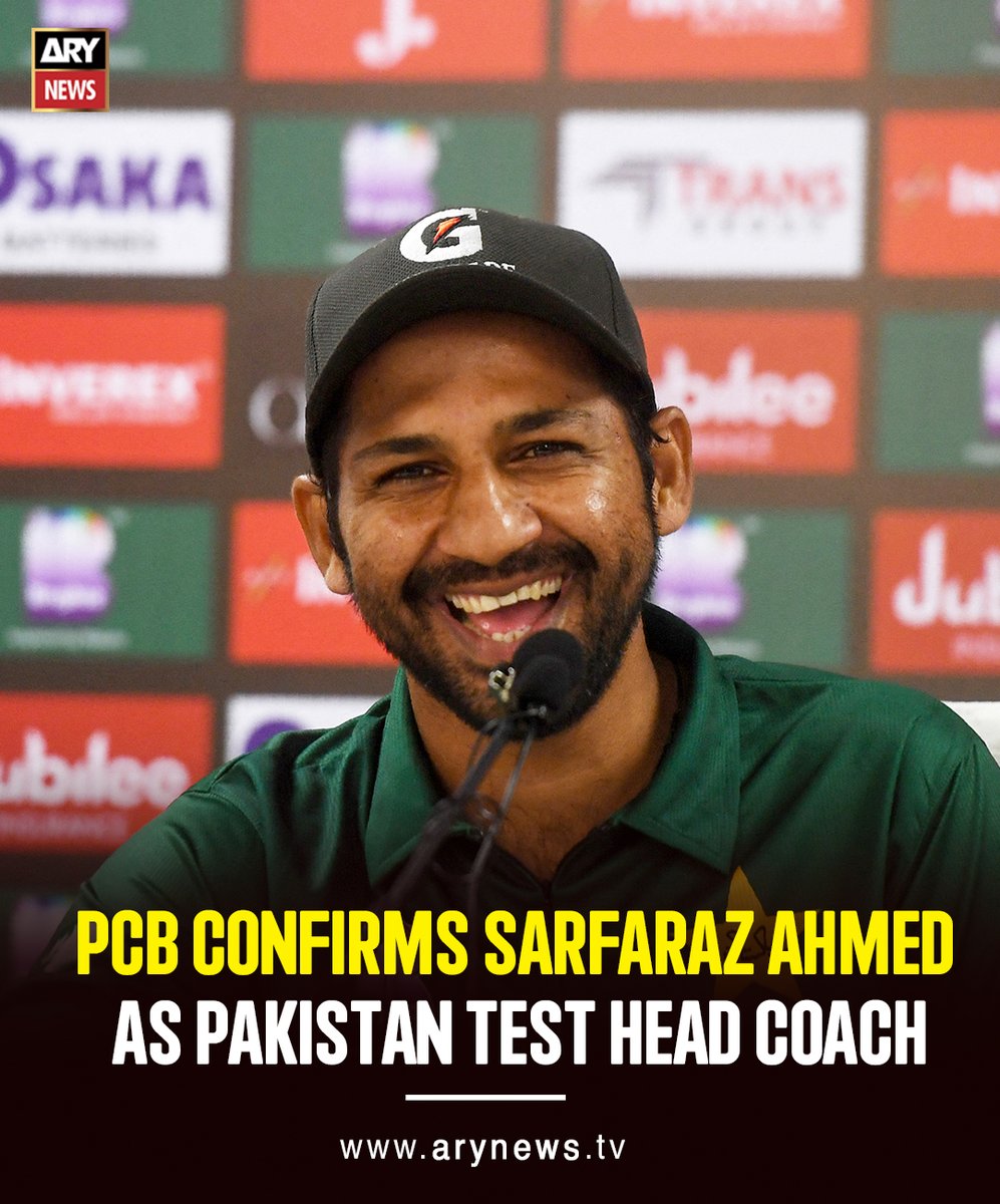 ARYNEWSOFFICIAL's tweet image. #PCB confirms #SarfarazAhmed as Pakistan Test head coach

Read More: a-sports.tv/pcb-confirms-s…

#ARYNews