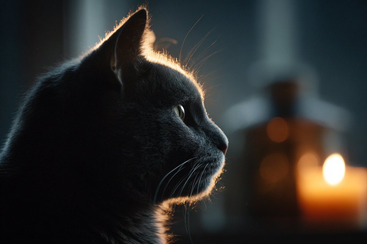 AIArtLife1's tweet image. "The Midnight Sentinel" explores the quiet boundary between shadow and flame. I wanted to capture that precise moment where the darkness feels like a companion rather than a void. Which frame is your favorite?

#AIArt #Cinematic #CatsOfTwitter #AIArt #DigitalArt #ArtGallery