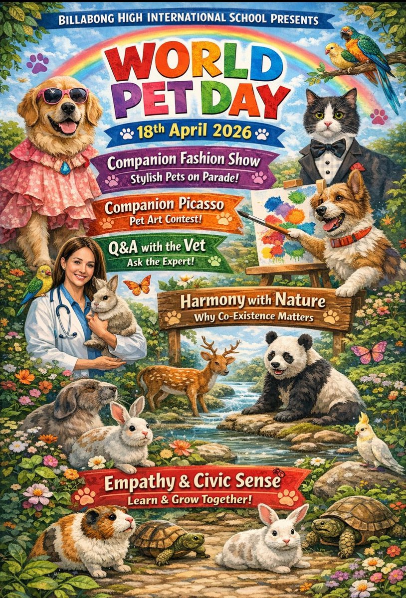 Dear Parents &amp; Students,

Join us for a heartwarming World Pet Day at BHIS Kanpur.

18th April 2026. 8:00 am.

From Vet Q&amp;A to Pet Art and Fashion Show... celebrating empathy, care, and coexistence.