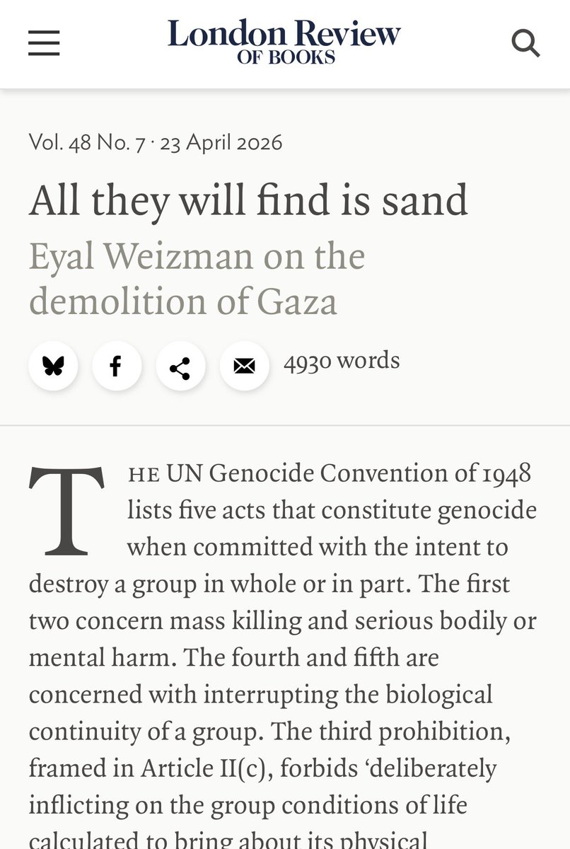 Eyal Weizman’s essay argues that what is happening in Gaza should be understood less as conventional warfare and more as an architectural and environmental form of destruction that reshapes conditions of life, calling the yellow line an “annihilation zones”