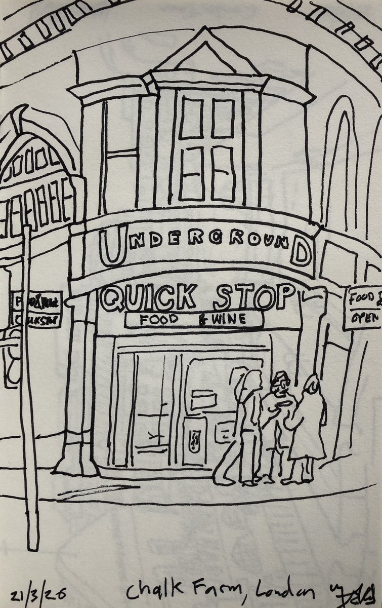 frankkiely's tweet image. Today’s #sketch from 21/3/26 of #Marker #Pen #Drawing 21.5 x 13.5 cms  on paper
#ChalkFarm 
More sketches
instagram.com/frankkiely/