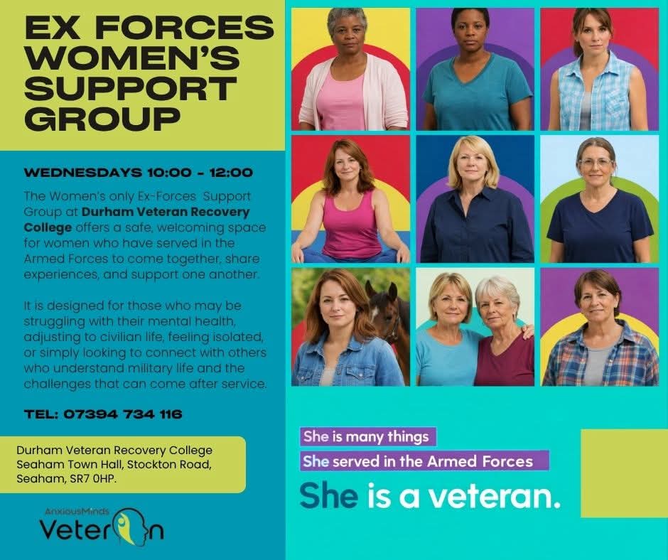 MindsAnxious's tweet image. Women only group on a Wednesday at the Durham Veteran Recovery College  Free tea, coffee and biscuits Seaham Town Hall 10 till 12

#durham #femaleveterans #seaham
