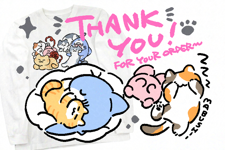 namelessmm2's tweet image. #SUZURI でNEKO CHAN！ロングスリーブTシャツをご注文いただきありがとうございます！🐱🐾