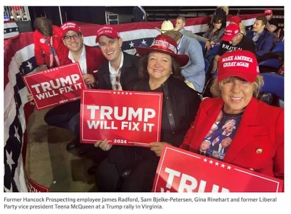 CaraMia200's tweet image. Who in #Australia had front row seats to #TrumpCriminalSyndicate’s clownshow?
She effectively owns #conservative parties in #Auspol, actively driving their policy priorities. She &amp;amp; associated oligarchs,at crux of #ClimateChange disinformation.
#ADVANCE,shady collaborators.#auspol