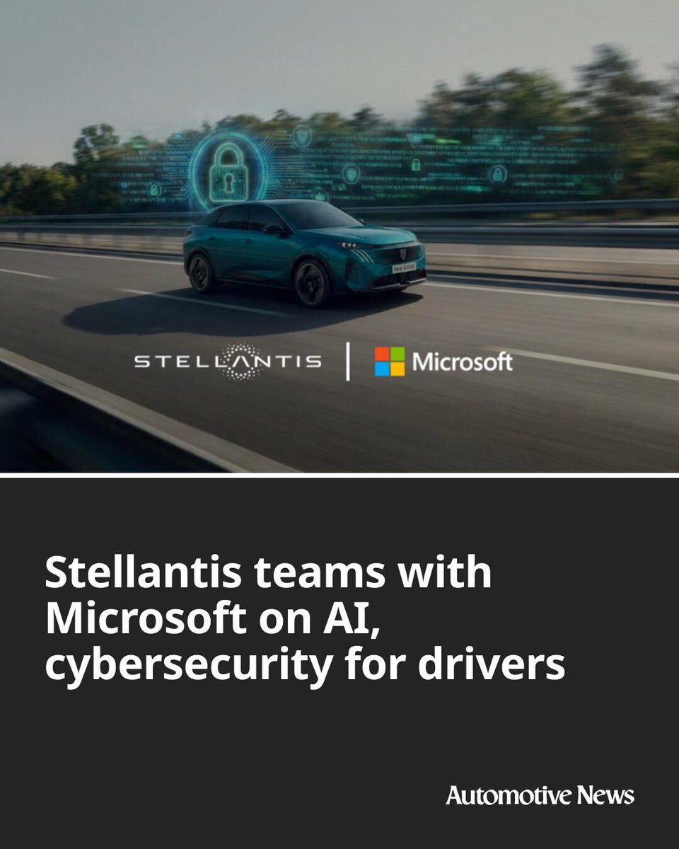 Automotive_News's tweet image. Stellantis is teaming with Microsoft in a five-year collaboration to develop solutions in areas such as artificial intelligence and cybersecurity.

#Stellantis #Microsoft #AI #artificialintelligence #automotive #autoindustry