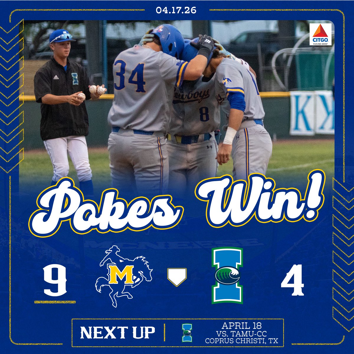 McNeeseBaseball's tweet photo. We came, we saw, we CC’d the W. 📬 

#GeauxPokes https://t.co/k9rTFO1cgN
