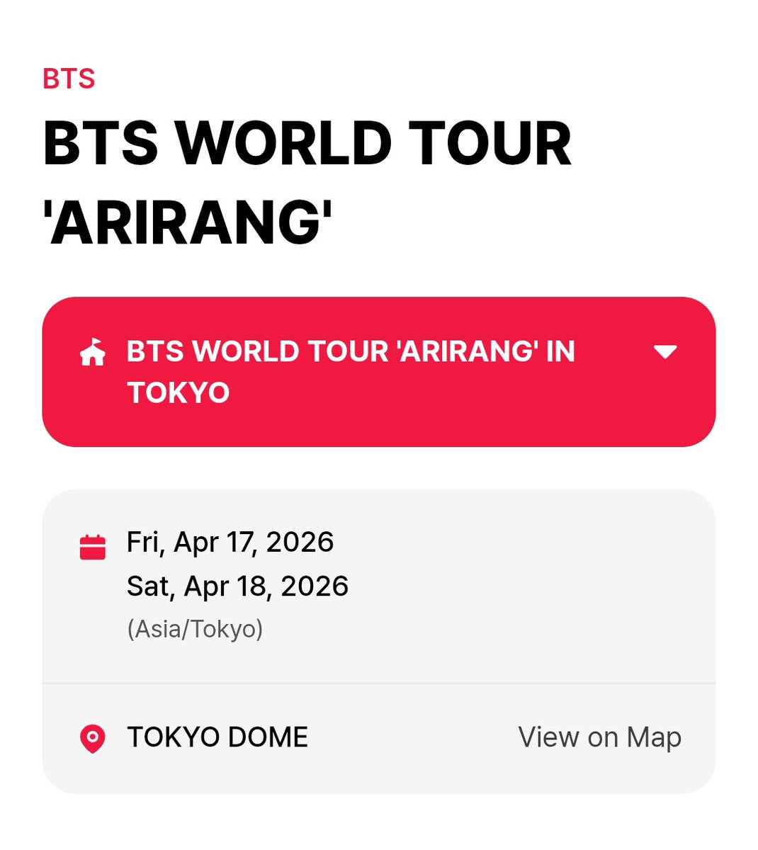 laviedenoona's tweet photo. BTS WORLD TOUR ‘ARIRANG’ IN TOKYO 💜

📌 Day 2 
🗓️ 18 April 2026 
⏰
— Soundcheck : 12.30 JST | 10.30 WIB
— Concert : 15.00 JST | 13.00 WIB 
📍 TOKYO DOME
📺 Online Live Streaming @ Weverse  

ARMY! ARE YOU READY? 
Ayo tebak Surprise Song hari ini apa? 🙋🏻‍♀️❤️‍🔥 https://t.co/bhBctZIZgg