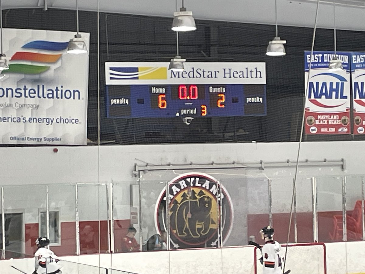 Oh and what was the final score?  <a href="/BlackBearsNAHL/">Maryland Black Bears</a> for the win for game one in the playoffs against <a href="/HatTricksNAHL/">Danbury Hat Tricks (NAHL)</a>. Things got a little tense in the third period but can we do it again tomorrow night? We shall see… #defendtheden #NAHLplayoffs2026 #HarrisonSmith #VincentGlos