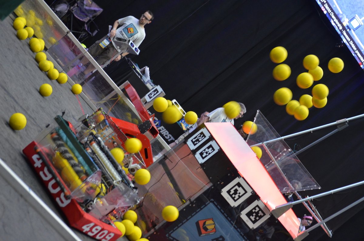 team4909's tweet image. Day 2 of DCMP with Team 4909 Bionics and our new bot. Still running strong, still improving every match, and locked in for the final push. Huge thanks to the Mass Cultural Council for supporting our season.
 #omgrobots #FRC #nefirst #robotics #rebuilt