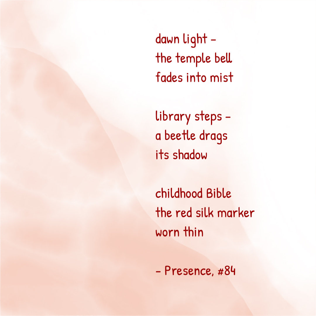 NeenaSingh7's tweet image. #Presence, Britain’s independent print haiku journal issue 84 is out. Kudos to the Edinburgh Haiku Circle Team! Honored to have three #haiku in the issue. Grateful to the Editorial team of Rod Burns, Ken Cockburn &amp;amp; Becky Dwyer.
Congratulations to all featured #poets!