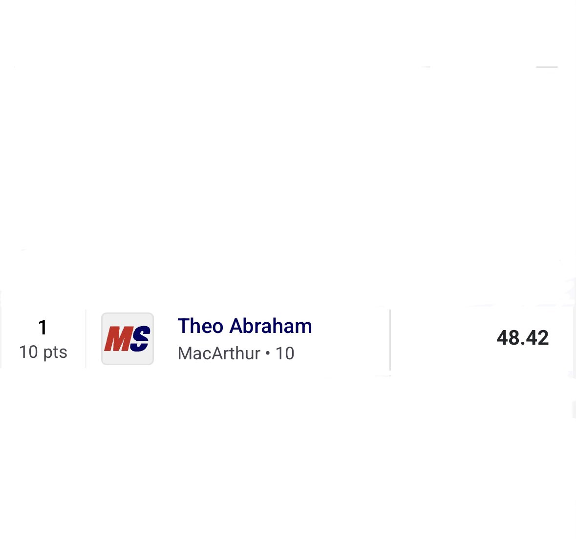 Theo_Abraham5's tweet image. NEW PR🚨🚨:48.42
Varsity 400🥇
Lane 4
Area champion ➡️ Regionals

@brahmatrack @mikeembry_ @EvanderWells @SacKenny @lowery_jocoby91 @rosemarydupree3
@Coach_Ricker @Coach_GTaylor @coachrandle1 @UIWTrackXC 
#trackandfield #sprinter #track