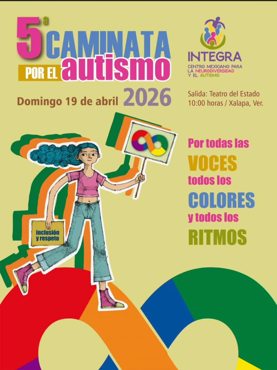 IconoVeracruz's tweet image. 📢🩵 #Participa|| Invitan a la 5ª Caminata por el Autismo este domingo en Xalapa.

El Centro Mexicano para la Neurodiversidad y el Autismo #INTEGRA invita cordialmente a la sociedad en general a participar a la 5ª Caminata por el Autismo, que se llevará a cabo el próximo...