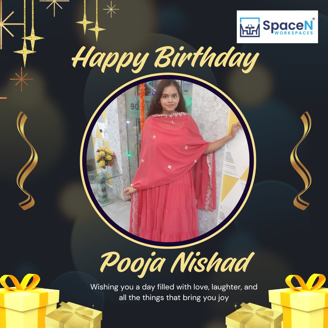 SpaceNworkspace's tweet image. Happy Birthday, Pooja
May your day be filled with happiness, laughter, and everything you’ve been wishing for.

#HappyBirthdayPooja #BirthdayWishes #CelebrateLife #SuccessAndHappiness #BlessedYear #CheersToYou.