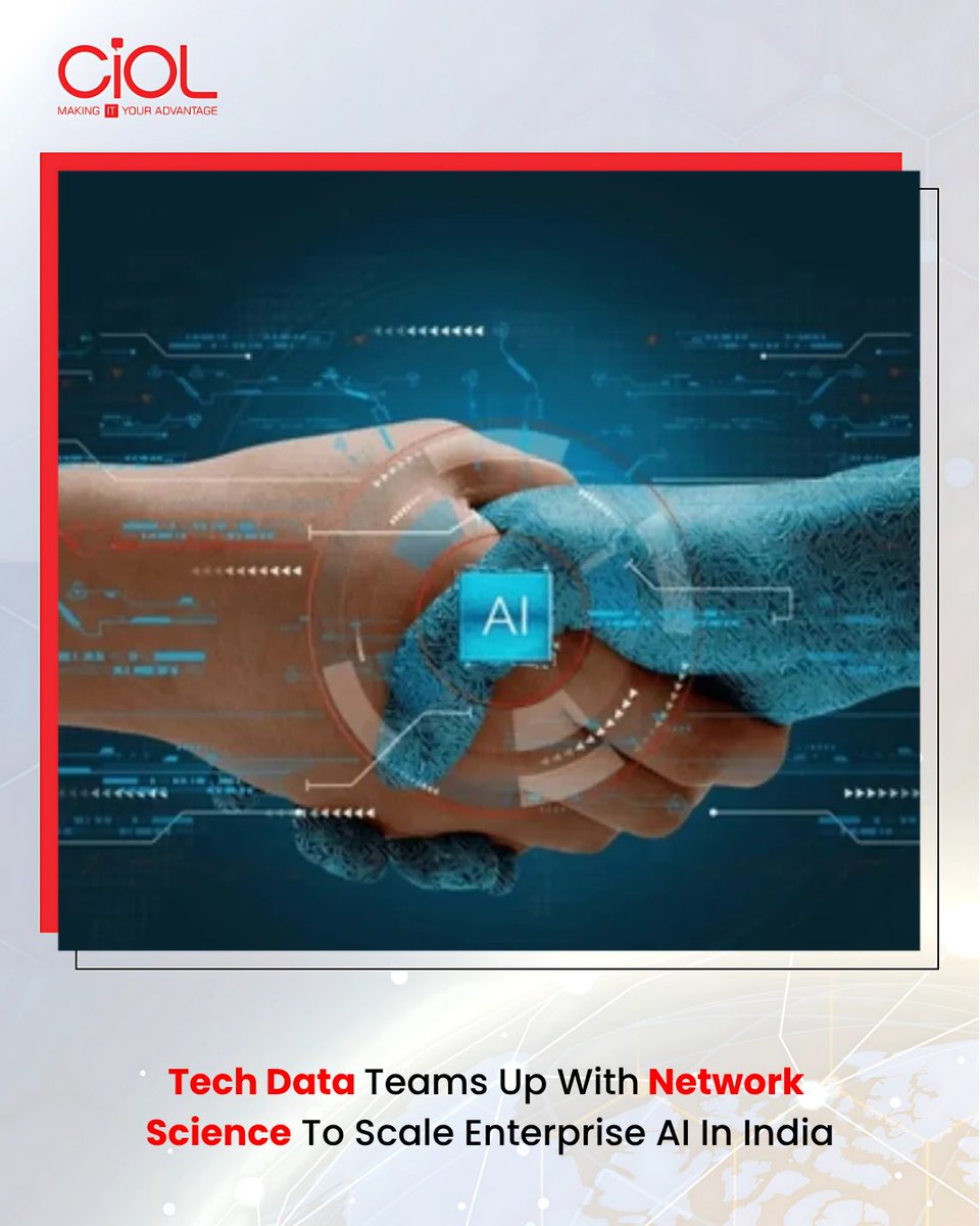 CiOL_News's tweet image. Tech Data has partnered with Network Science to accelerate enterprise AI adoption in India by combining platform, advisory, and distribution capabilities @TechDataCloud 

Read More: ciol.com/enterprise/tec…

#CIOL #techdata #AI #network #scienceAI