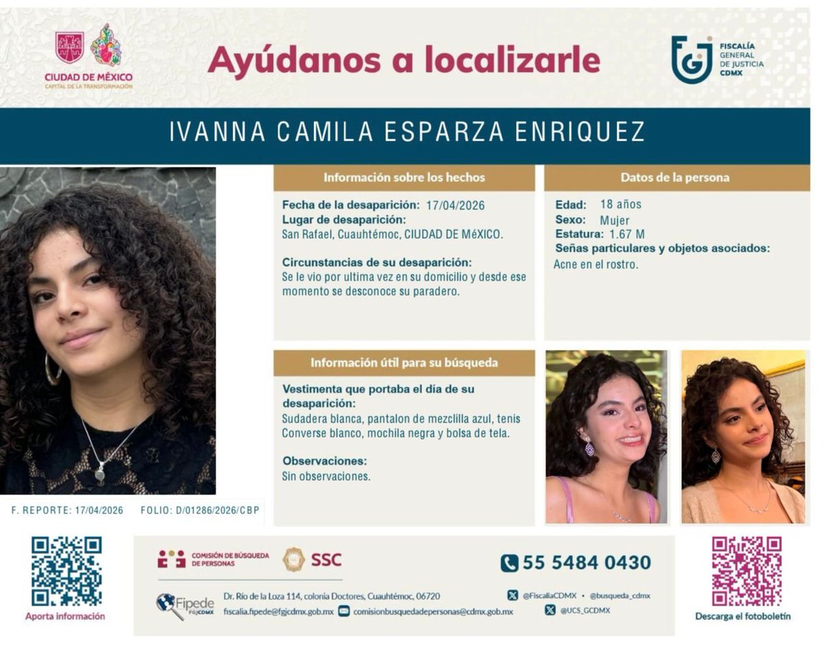 Ayuda para localizrla. Favor de compartir.