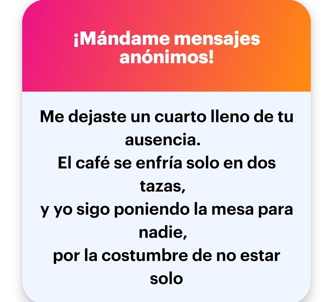Siento que es una canción pero no sé cuál 
ngl.link/soyelnoedv1