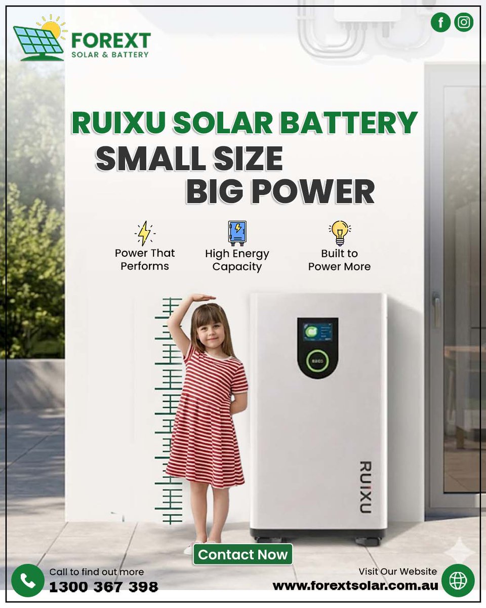 forext_solar's tweet image. ⚡ SMALL SIZE. BIG POWER. ⚡
🔋Upgrade your energy game with the Ruixu Solar Battery  powerful in performance. 
🌱 Perfect for modern homes🌱
📞 1300 367 398
🌐 forextsolar.com.au
#solarenergy #batterystorage #cleanenergy #solarpower #energysolutions