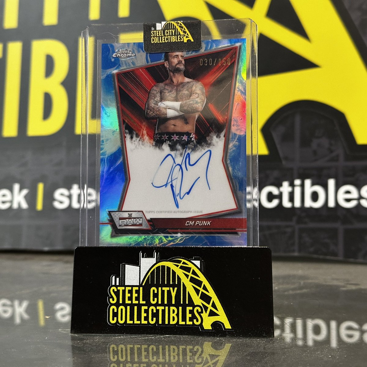 SCCLiveBreaks's tweet image. #BestInTheWorld 

From @Topps Chrome @WWE , CM Punk Autograph /150!

With his first Wrestlemania Main Event just a few days away, does The Voice of The Voiceless retain or will he acknowledge The Tribal Chief?