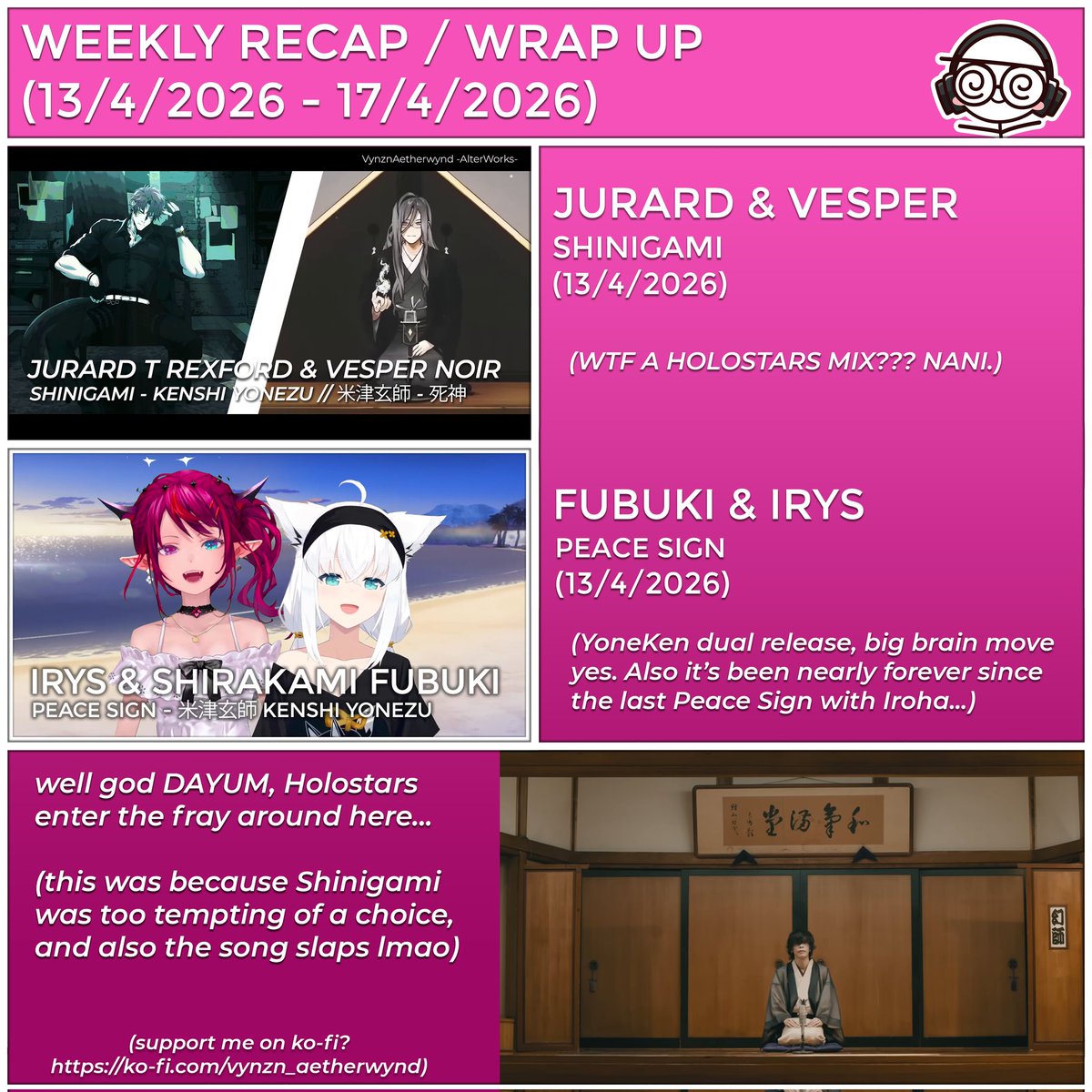 VynznAetherwynd's tweet image. [1/2] Well, early recap this time, from being at an event for the weekend

Shinigami (Jurard &amp;amp; Vesper): youtu.be/Ujmb2n4x9WA

Peace Sign: youtu.be/XDvF7IEtCM0

#IRyS #白上フブキ