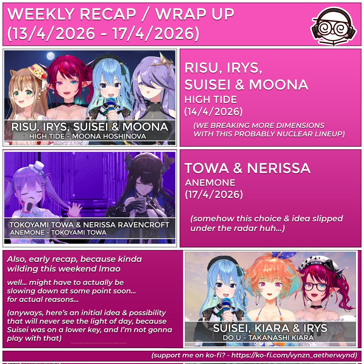 VynznAetherwynd's tweet image. [2/2] where? Well, some thing Anime Fest+, lmao

High Tide: youtu.be/uMYSu72sSD4

ANEMONE: youtu.be/yHUMyUnSn_c

#IRyS #Ayunda_Risu #Moona_Hoshinova #星街すいせい #常闇トワ #RissaLive #RissaMusic