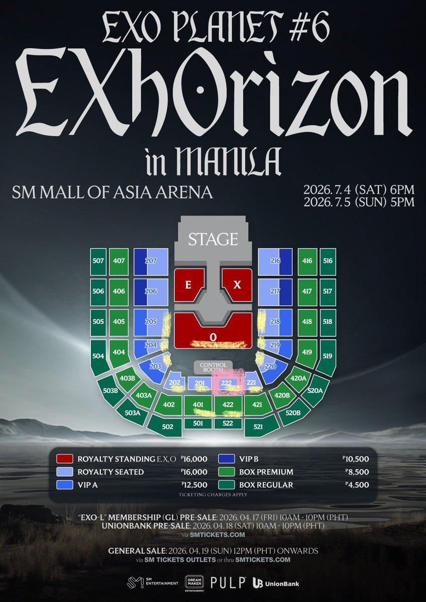 foxycarts's tweet photo. ꒰🥽꒱ wtt / lft / looking for trade

⟢ exhorizon in manila ticket

🩷 have:
(1) royalty seated 222
day 1
- check pink marking

💛 want:
(1) any center view seated or standing
day 2
- check yellow markings

📍meetup only

🖇️ exo concert ph #EXhOrizoninMANILA https://t.co/p5ESTPdKGN