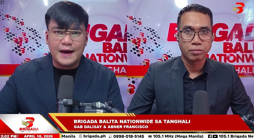 BRIGADA BALITA NATIONWIDE SA TANGHALI
Kasama sina Kasama sina Brigada Gab Dalisay (<a href="/GaboDalisay/">• ＧＡＢＯ •</a>) at Brigada Abner Francisco (<a href="/BrigadaAbner/">Abner Francisco</a>)
📺 WATCH LIVE: youtube.com/live/oimg6mGfB…
📻 105.1 MHz
🌐 brigadanews.ph
#BrigadaBalitaNationwide #BrigadaPH