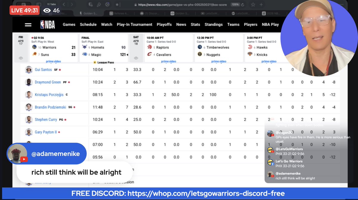 LetsGoWarriors's tweet image. Join us for Q4 🚨 

#Warriors-Suns Play-in Do-or-Die! Steph Curry vs Dillon Brooks! HIGH-VIBRATIONAL Watch Party! 🫶💙💛... youtube.com/watch?v=DCqa9I… #DubNation