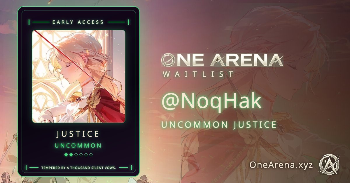 Just pulled a UNCOMMON JUSTICE badge from registering the waitlist for One Arena <a href="/Rosentica/">Rosentica: One Arena</a>!

Can't wait to battle and win more grails with my RWA cards!

See you in the Arena ⚜️
#OneArena #Rosentica
x.com/rosentica/stat…