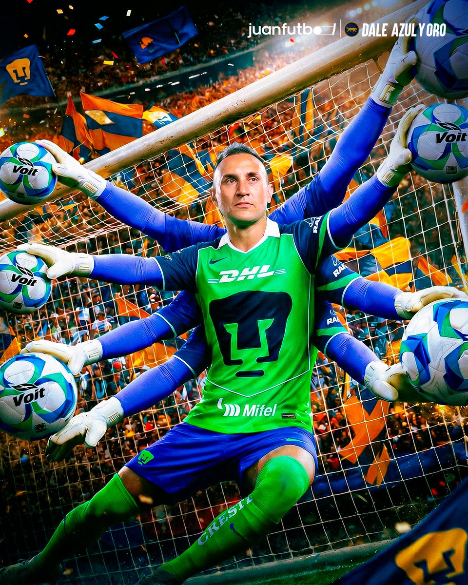 juanfutbol's tweet photo. ¡KEYLOR NAVAAAAAS, LA MURALLA NAVAS! 🎶🧱
No solo son las atajadas imposibles, es la humildad de un multicampeón. Keylor Navas se rinde ante la afición universitaria y pone el objetivo claro: LA OCTAVA.🏆🐾
#Goya #Pumas #Keylor https://t.co/NsNIcdRM8F
