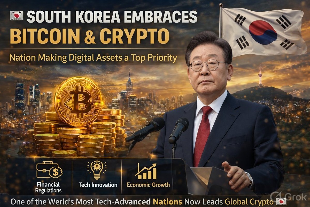 cryptosatred's tweet photo. 🇰🇷 South Korea’s President has declared Bitcoin and crypto a national priority.

South Korea is officially making digital assets a core part of its national strategy — from regulation and innovation to economic growth.

One of the world’s most tech-advanced nations is now putting $BTC and crypto at the center of its agenda.

This is huge for global adoption. 🇰🇷