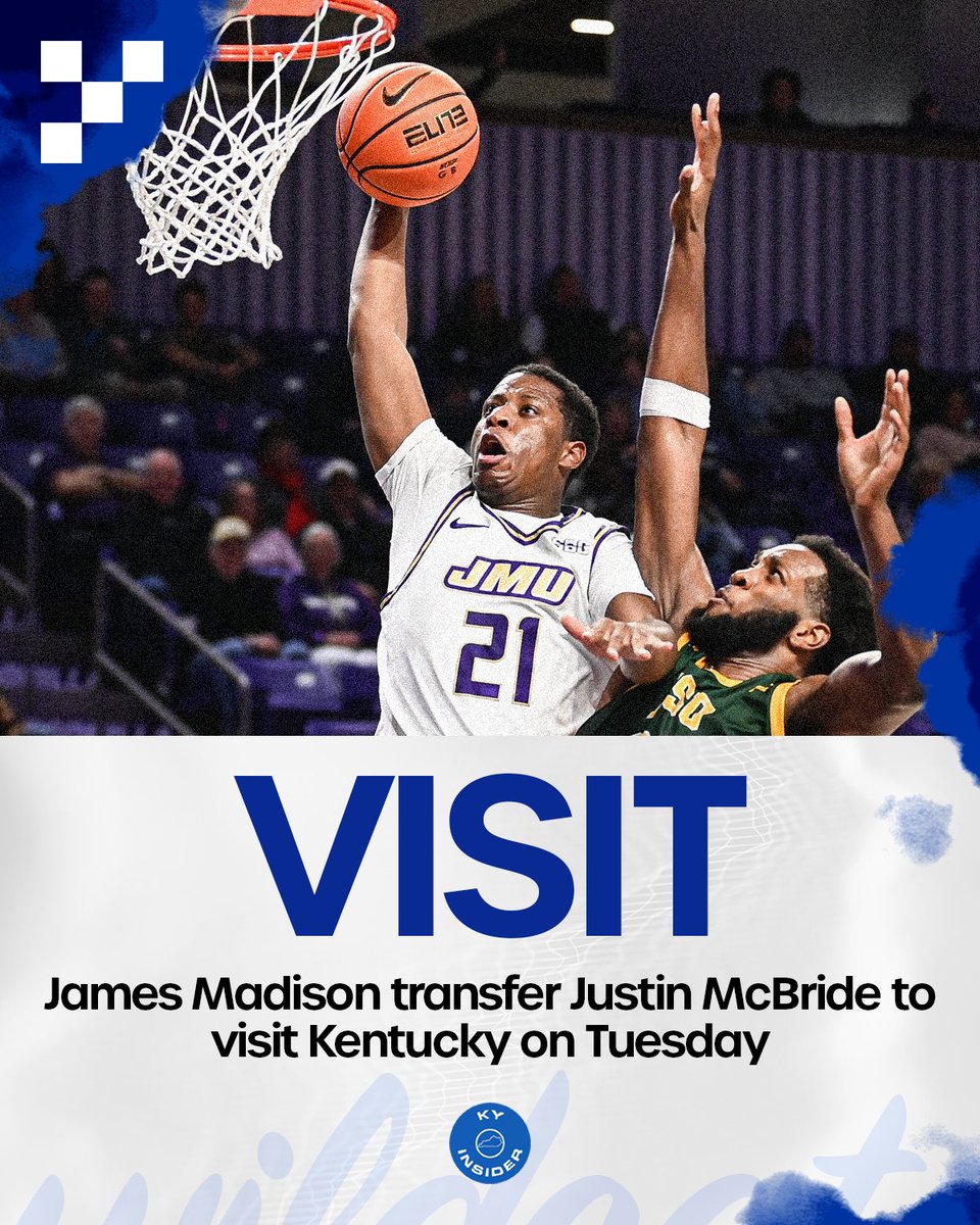 TristanUda's tweet photo. NEW: James Madison transfer Justin McBride is set to visit Kentucky on Tuesday, after talking to the staff via Zoom this week.

An athletic, inside-out forward that averaged 15.3 PPG and 5.6 RPG on 40% 3P this season.

🔗 https://t.co/UHmc1EtYL4 https://t.co/YGcX802dEW