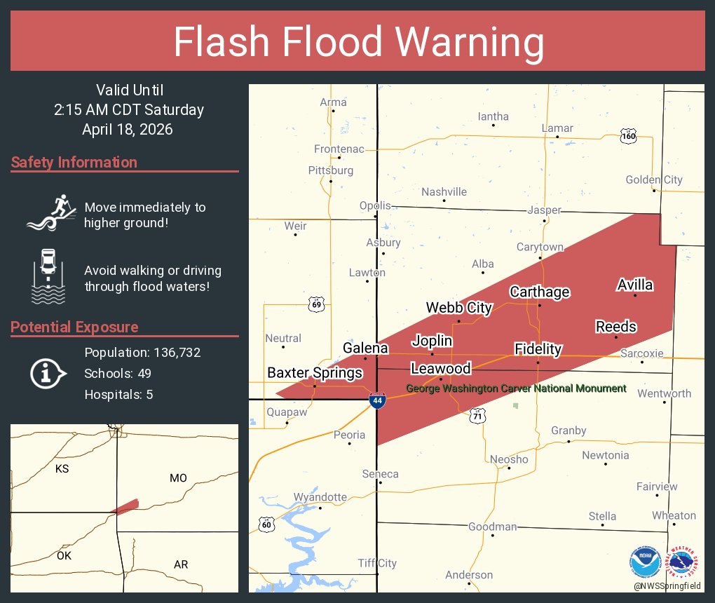 Flash Flood Warning including Joplin MO, Carthage MO and Webb City MO ...