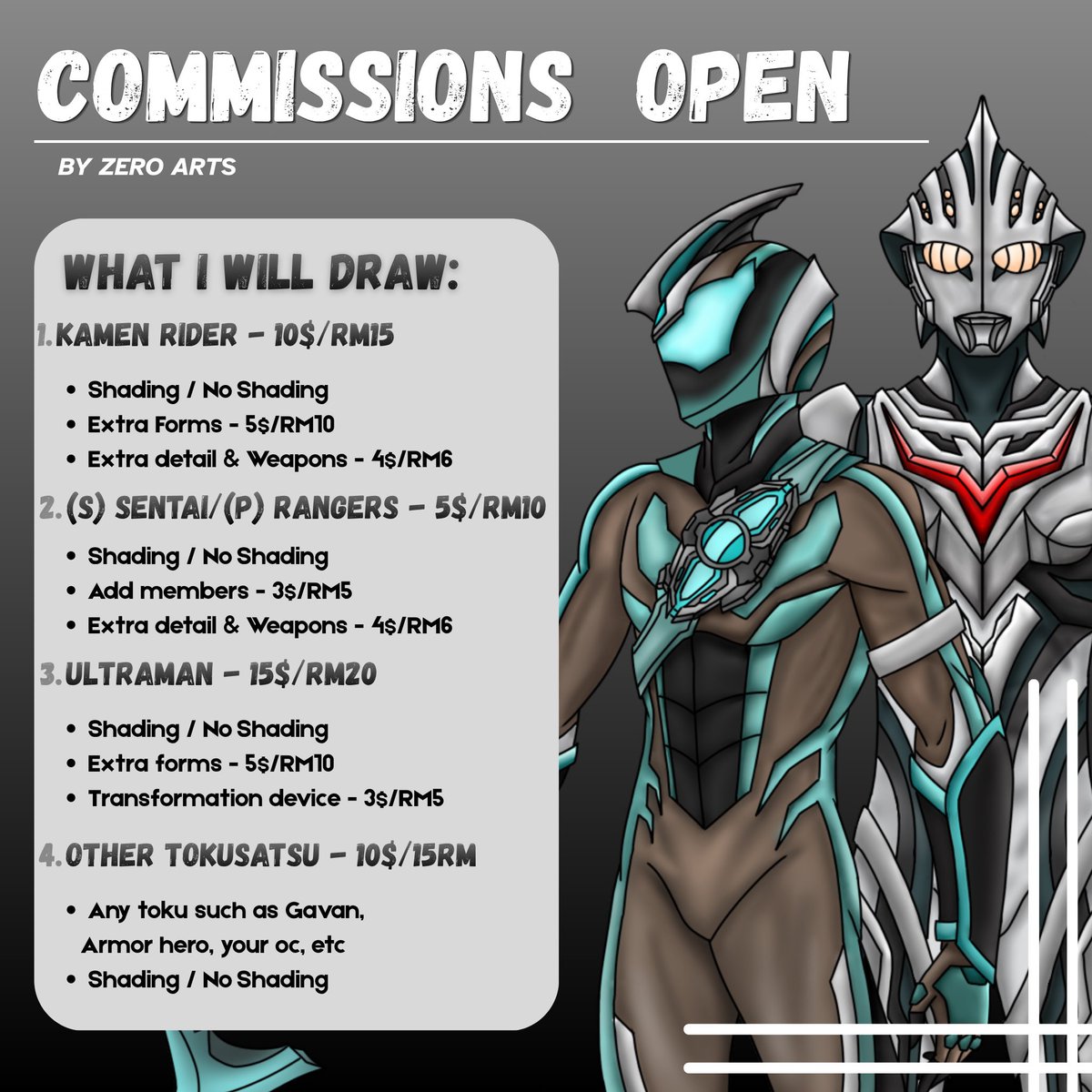 izz_tk's tweet photo. Commissions Open! If anyone interested, please dm for more details and information 

#commissionsopen #tokusatsu #commissionart https://t.co/wa3Utdqoqq