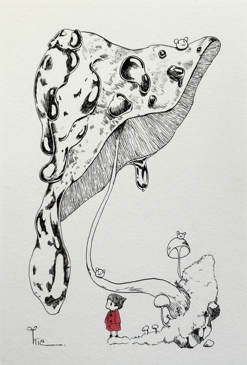 【差し色バージョン】

触れた者は誰も知らない
Those who touch it are never known.

それに触れた者は、全てから消えてしまう。
確かめた者は居ない。

 #illustration #penandink #mushroom